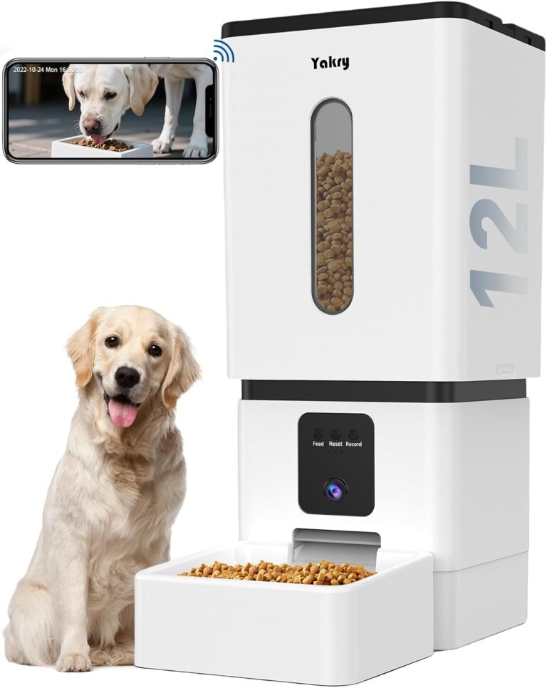 Yakry 12L automatic dog feeder for large breed dogs with camera and timer control